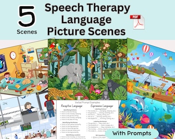 Speech Therapy Language Picture Scenes, WH Questions, Describing Activity (PDF)