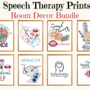 8 Speech Therapy Poster Bundle, Speech Therapy Room Decor, Speech Therapy Classroom Decor, Speech Printables, SLP Posters, Office Decor
