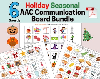 Holiday AAC Communication Board Printable | Halloween Thanksgiving Christmas Visual Aids | Special Ed & Autism Speech Therapy Activities PDF