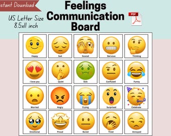Feelings AAC Board, Emotions Communication Aide, Speech Therapy, SLP Materials, Nonverbal Autism, Preschool Language, ESE Classroom, pdf