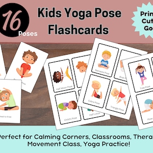 Cartes de yoga pour enfants, cartes-éclair de yoga, coin apaisant, mouvement pour enfants, yoga pour enfants, cartes de yoga, activité de mouvement, orthophonie, visuel pour l'autisme