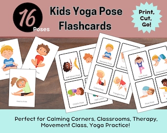 Kids Yoga Pose Flashcards, Calming Corner Activity (Digital Download)
