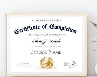 Certificate of Completion Template, Editable, Printable Lash Artist Certificate, Beauty Training Course, Personalize