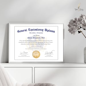 GED Diploma with Gold Seal Design, Editable Canva Graduation Certificate, General High School Equivalency Diploma Template Download File image 4