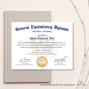 GED Diploma with Gold Seal Design, Editable Canva Graduation Certificate, General High School Equivalency Diploma Template Download File image 6