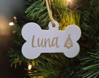 Personalised pet dog Christmas tree bauble ornament