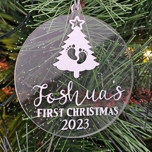 Personalised Baby&#39;s first Christmas bauble ornament