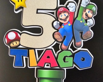 Personalised Super Mario & Luigi 3D cake topper