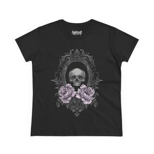 Victorian Skull Fitted Graphic T-Shirt, Y2K Pastel Goth Shirt, Emo Whimsigoth Clothing, Coquette Gothic Clothes, Witchy Goth Gift For Her Bild 5