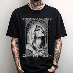 Gotisch T-shirt met grafische print, punkrock grunge graphic T-shirt, alternatieve streetwear kleding, alt metal shirt, gothic cadeau voor hem