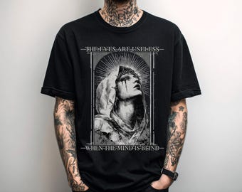 Gothic Graphic Print T-Shirt, Punk Rock Grunge Graphic Tee, Alternative Streetwear Clothing, Alt Metal Shirt, Goth Gift For Him