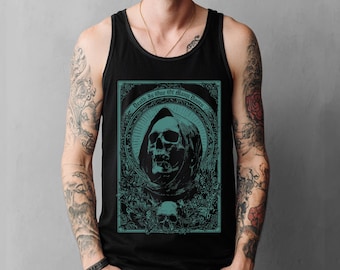 Unisex Skull Tarot Card Tank Top, Alternative Gothic Skeleton Shirt, Alt Goth Clothing, Emo Punk Tank Top, Goth Gift For Him or Her
