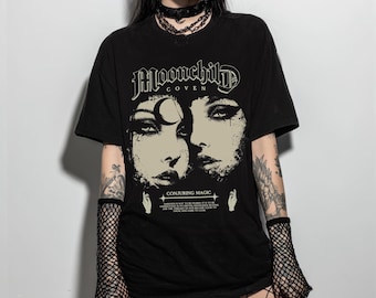 Camiseta gótica de bruja estilo retro, camiseta emo de bruja de Dark Academia, ropa gótica alternativa, camiseta punk grunge, regalo gótico para ella