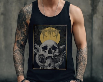 Camiseta unisex con calavera gótica, camiseta con gráficos punk alternativos, camiseta gótica para hombre, ropa urbana grunge, regalo gótico para él