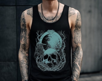 Unisex Gothic Skull Graphic Tank Top, Alternative Punk Grunge Shirt, Emo Goth Clothing, Weirdcore Graphic Shirt, Gift for Him or Her