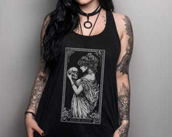 Kiss Of Death Tarot Card Gothic Tank Top, Witchy Goth Graphic Shirt, Alternative Whimsigoth Clothing, Punk Grunge Alt Emo Shirt, Goth Gift