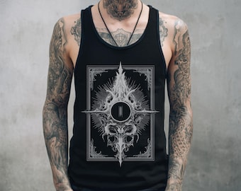 Unisex Psychedelic Gothic Tank Top, Occult Trippy Graphic Shirt, Alternative Goth Clothing, Spiritual Tank Top, Gift For Him Or Her
