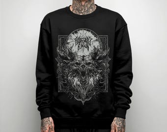 Unisex Occult Wolf Gothic Sweatshirt, Punk Grunge Graphic Crewneck Sweater, Alternative Clothing, Emo Goth Sweatshirt, Goth Gift For Him