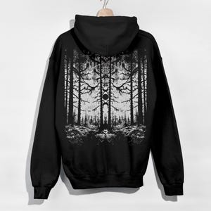 Unisex Gothic Forest Hoodie, Emo Punk Jacket, Alternative Goth Clothing, Gothic Gift for Him or Her image 4
