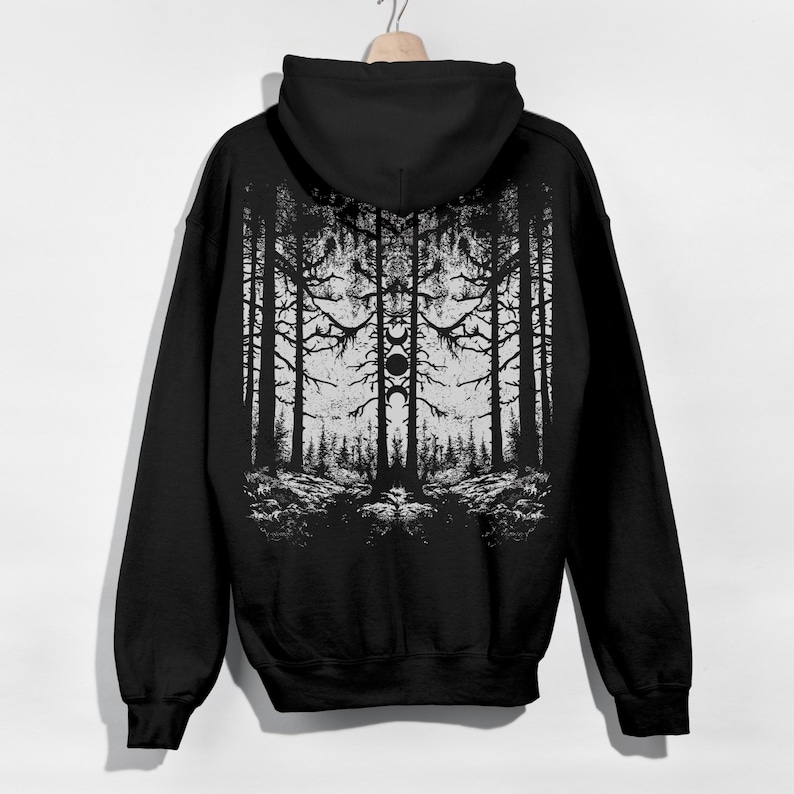 Unisex Gothic Forest Hoodie, Emo Punk Jacket, Alternative Goth Clothing, Gothic Gift for Him or Her image 4