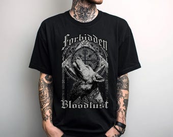 Forbidden Bloodlust Unisex Gothic Wolf Graphic T-Shirt, Punk Grunge Metal Shirt, Alternative Goth Graphic Tee, Gift For Him Her