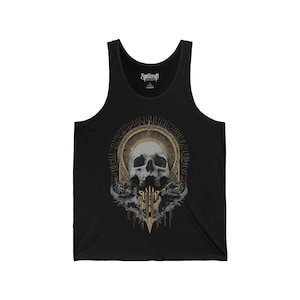 Gothic Skull Unisex Graphic Tank Top, Metal Grunge Punk Shirt, Mens Alternative Goth Shirt, Y2K Grunge Clothing, Goth Gift For Him image 5