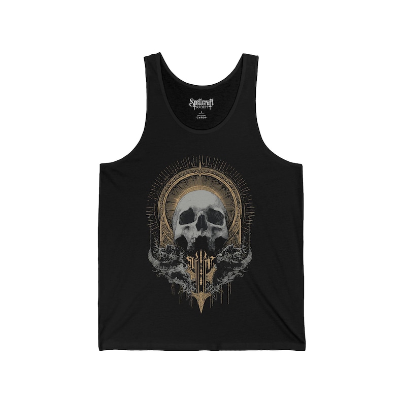 Gothic Skull Unisex Graphic Tank Top, Metal Grunge Punk Shirt, Mens Alternative Goth Shirt, Y2K Grunge Clothing, Goth Gift For Him image 5