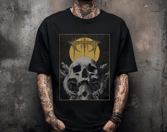 Gothic Schädel Unisex Grafik T-Shirt, Alternative Punk Grafik T-Shirt, Herren Metal Goth Shirt, Streetwear Grunge Kleidung, Geschenk für Sie oder Ihn