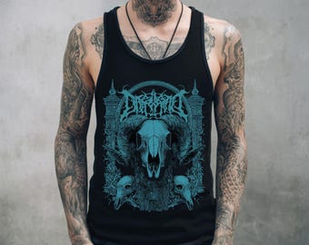 Unisex Ram Skull Gothic Tank Top, Punk Grunge Graphic Shirt, Goth Alt Clothing, Emo Alternative Tank, Heavy Metal Shirt, Gift For Him Or Her