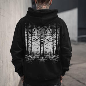 Unisex Gothic Forest Hoodie, Emo Punk Jacket, Alternative Goth Clothing, Gothic Gift for Him or Her image 1