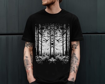 Unisex Gothic Forest Graphic T-Shirt, Metal Punk Grunge Shirt, Alternative Goth Clothing, Emo Streetwear Shirt, Goth Gift for Him or Her