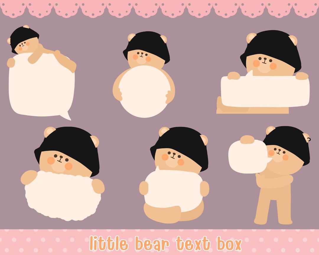 Little Bear Text Box Clip Art Bundle PNG - Etsy