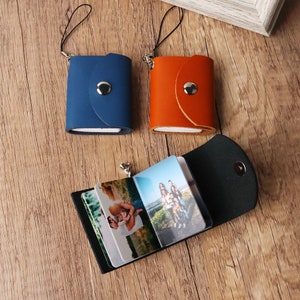 Mini Photo Album Keychain, Custom Multiple Photo Keyring, Personalized Leather Photo Keychain, Valentine&#39;s Day Anniversary, Mom Dad Gift