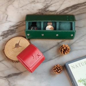 Benutzerdefinierte Uhrenbox, Reise-Uhrenbox, personalisierte Leder Uhrenbox, Bräutigam Geschenk für 3 Uhren, Uhren-Reise-Box-Halter, Uhrenetuis