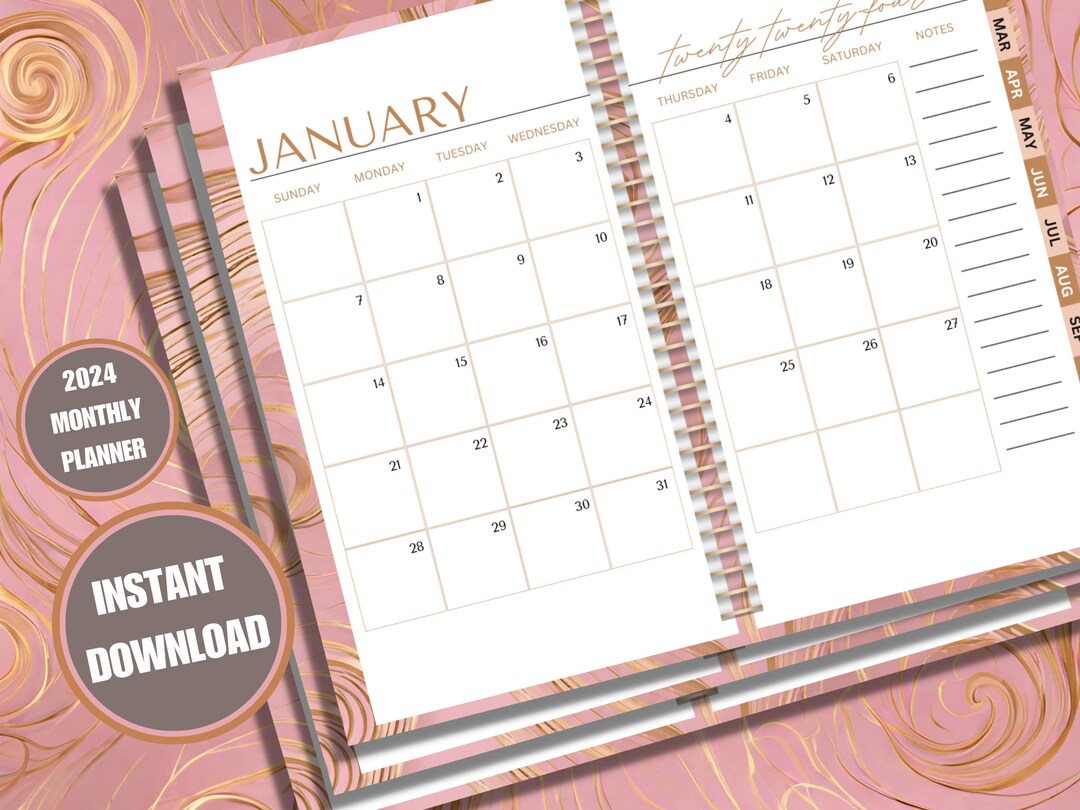 2024 Printable Monthly Planner - Etsy