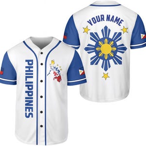 Philippines Baseball Jersey – Custom Name Patriotic Shirt with Flag & Island Map Design