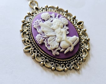 Enchanting Fairy Cameo Necklace, Magical Fantasy Jewelry for Her, Victorian Pendant