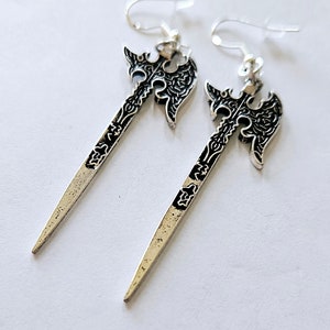 Axe Earrings, Nordic Viking Silver Axe Earrings, Medieval Earrings, Fantasy Jewelry, Renaissance Jewelry
