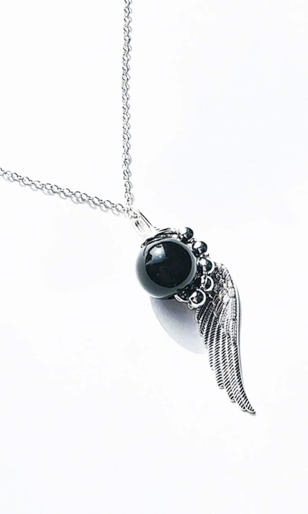 Black Materia Necklace | One Winged Angel Pendant | Fantasy Gaming