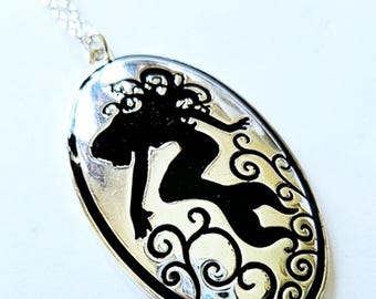 Mermaid Necklace | Silver Ocean Fairy Tale Pendant, Beach Nautical Jewelry