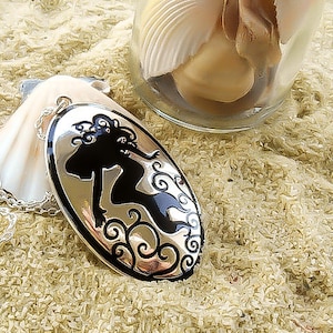 Mermaid Necklace, Fairy Tale Pendant, Silver Mermaid Pendant, Beach Jewelry, Nautical Gift For Women