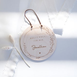 personalisierte Holzscheibe | Namensverkündung | Ich bin | Geschenk zur Geburt | Meilensteinkarte | Geburtsschild | Fotoaccessoire | Baby