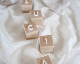 Wooden cubes personalized with acrylic | Birth gift | Dice with name | Wooden cube baby | Building blocks personalized | Letter cubes