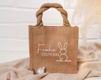 Jutetasche frohe Ostern | Ostergeschenk | Osterhase | Jutebeutel für Ostern | Geschenkidee zu Ostern | Ostertasche | Osterkorb | Kinder