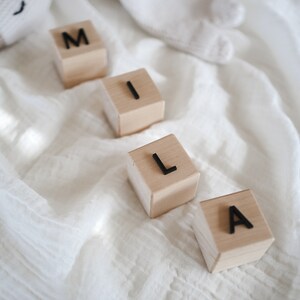 Wooden cubes personalized with acrylic Birth gift Dice with name Wooden cube baby Building blocks personalized Letter cubes image 8