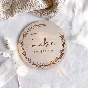 runde Meilensteinkarten Schwangerschaft aus Holz | Geschenk Schwangerschaft | Baby | Geburt | Liebe im Bauch | wir bekommen ein Baby