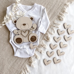 Holz Meilensteinkarten Baby | mein erstes Jahr | Fotozubehör | Geschenk zur Geburt | Babys erstes Jahr | Meilensteinset | Newborn | Bär