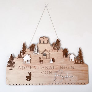 Adventskalender aus Holz personalisierter Weihnachtskalender 3D Effekt Winderlandschaft Rentier Kinder Weihnachten Adventszeit nur Schild2