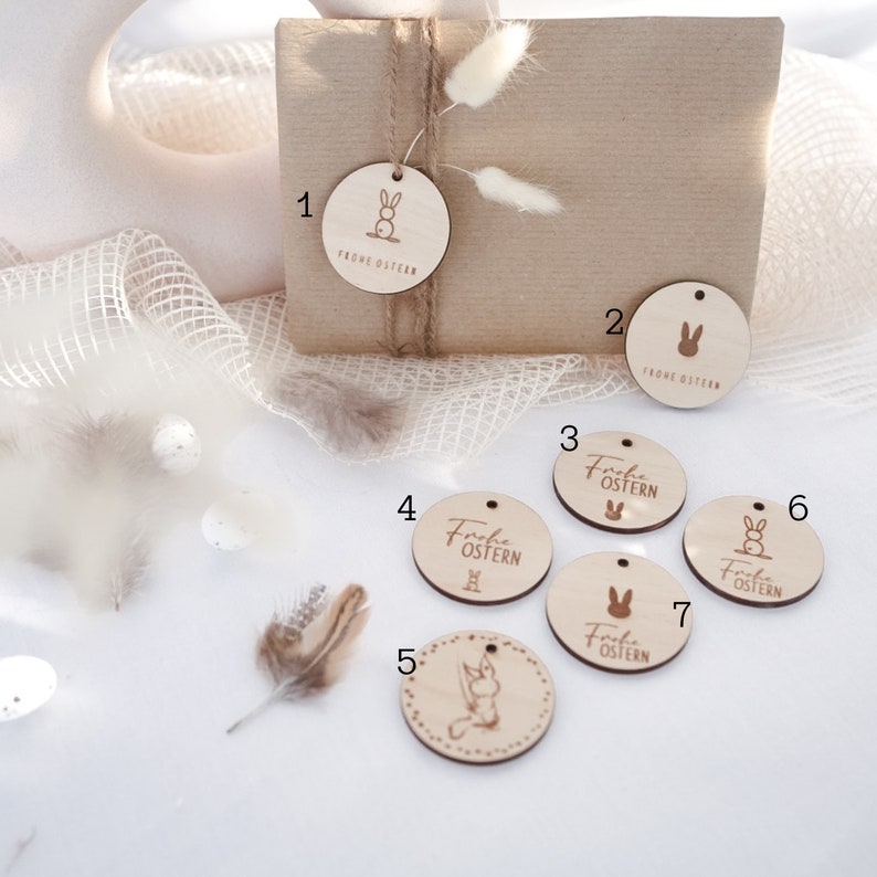 personalisierte Osteranhänger aus Holz Geschenkanhänger aus Holz frohe Ostern Hase personalisierte Anhänger Geschenkverzierung Bild 10