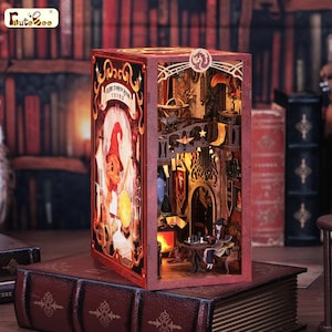 Wizard Book Nook Kit de bricolaje para regalo de inauguración de la casa Modelo 3D Estantería de construcción para decoración del hogar Juguetes de rompecabezas creativos de madera